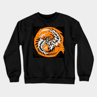 the orange flames phoenix bird ecopop in mexican patterns Crewneck Sweatshirt